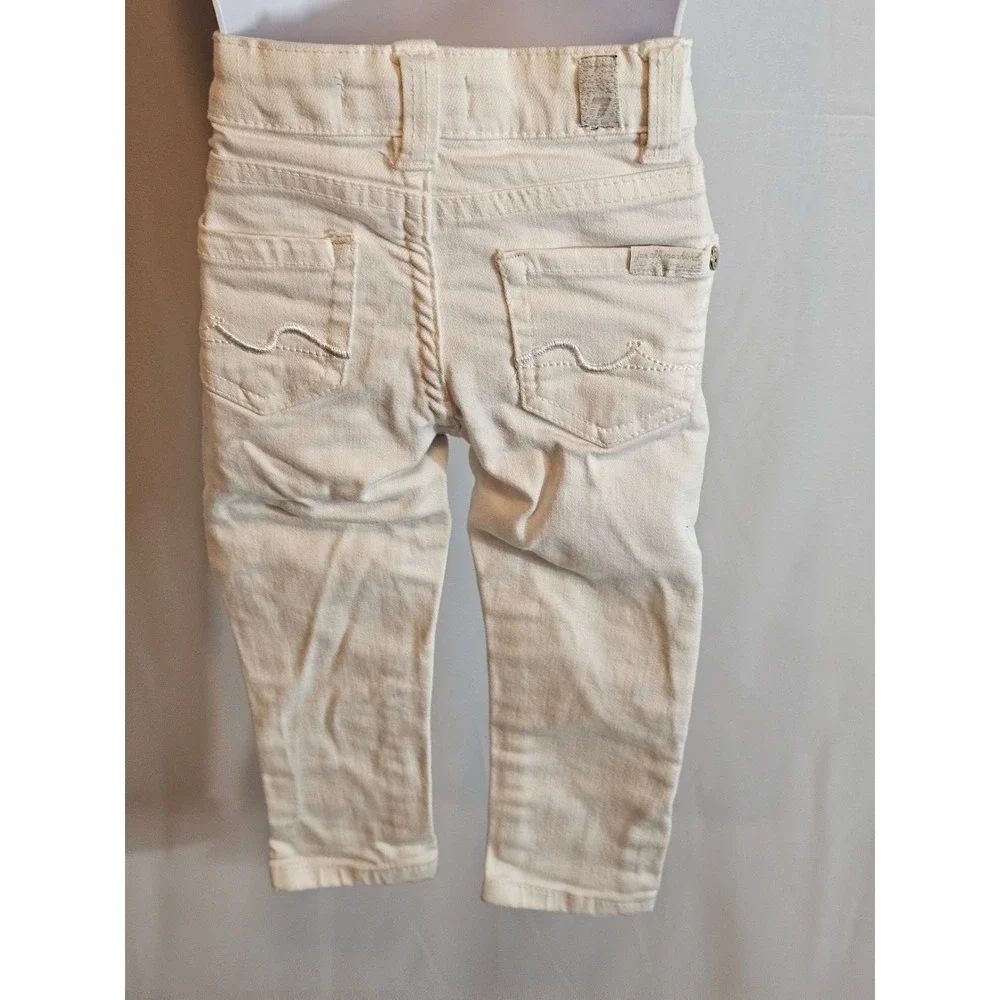 7‎ Seven for All Mankind Infant girls White Designer jeans Sz 2T EUC Adjustable